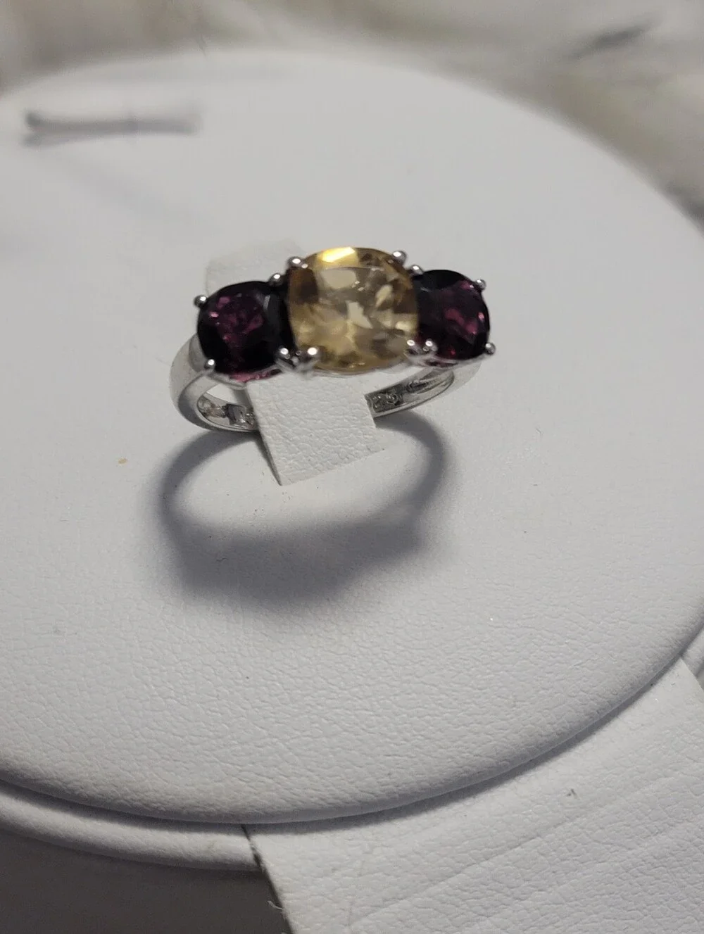 Garnet & Citrine Sterling Silver Size 7 Ring
